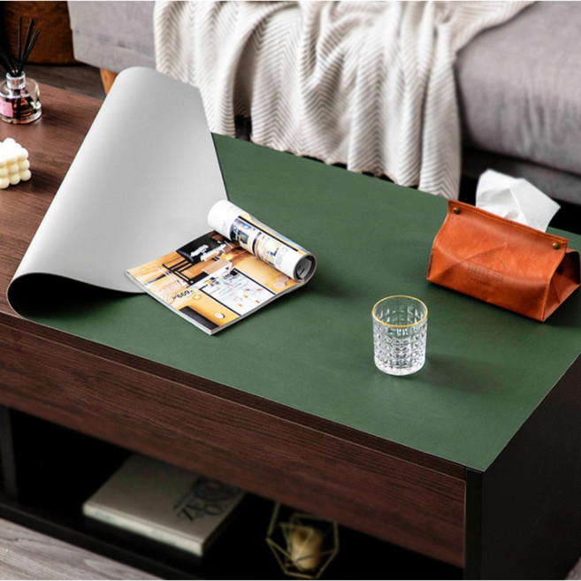 [제이지하우스] 완전방수 가죽 식탁보 테이블보, 그린&그레이, 60x120cm, 1개