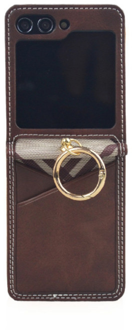 갤럭시 Z플립6 프리미엄 가죽 카드 지폐 수납 핑거링 케이스