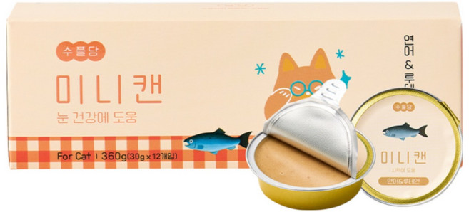 수플담 미니캔 아이즈 고양이 습식 사료 캔 눈건강, 12개, 30g, 연어