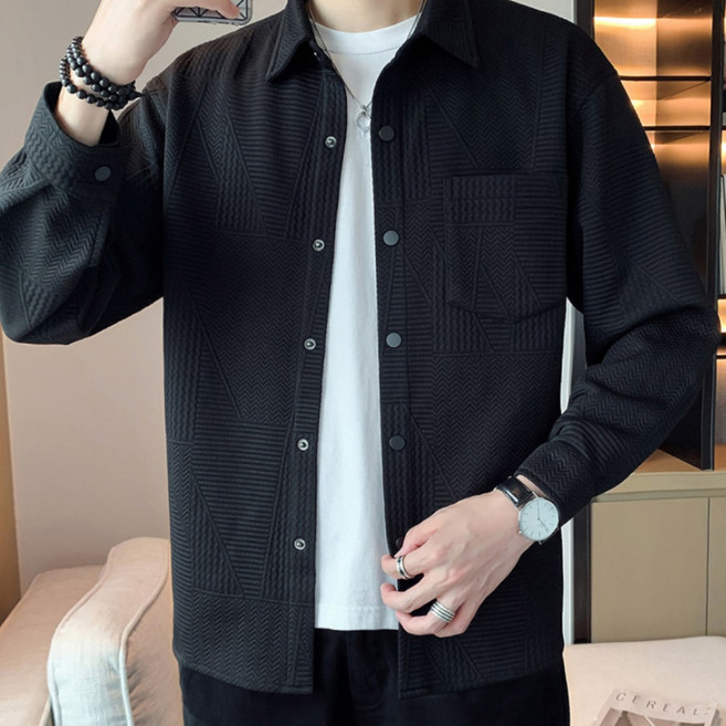 Blosun 남자코트 봄가을 무지 셔츠 긴팔 카라 포켓 캐쥬얼