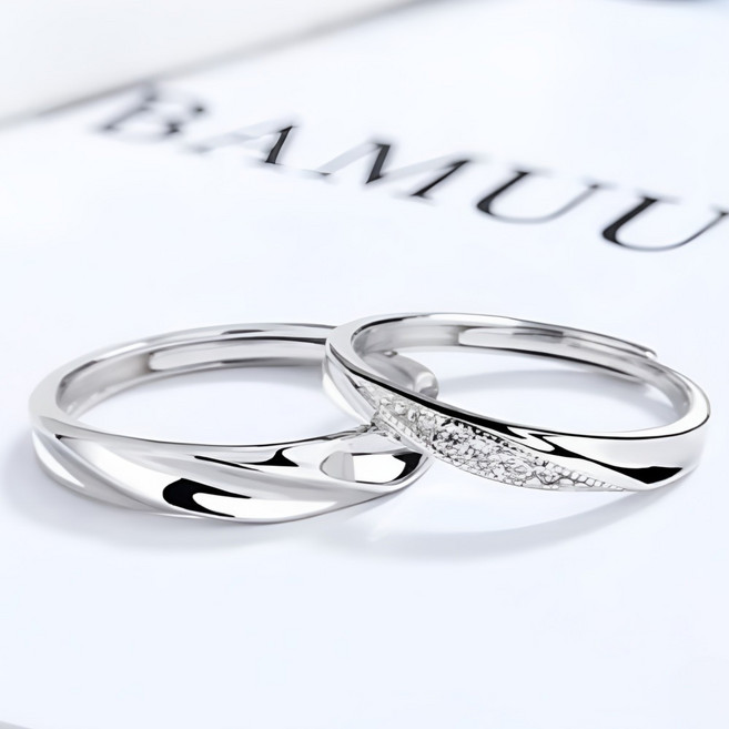 BAMUU 1+1 은반지 커플링 14K 도금 반지 크리스마스 선물 발렌타인데이 화이트데이 선물