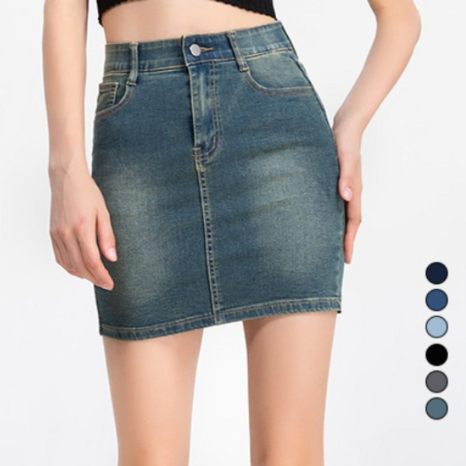 엘블로썸 H라인 스판 데님 스커트 (6개색상)