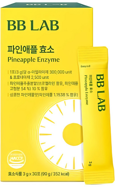 [무료배송/오늘출발] 뉴트리원 비비랩 파인애플 효소 40포 단위. 단백질 분해효소 브로멜라인 프로테아제 탄수화물 분해효소 아밀라아제 역가수치 보장 쿠팡 단독제품, 1박스, 40회분