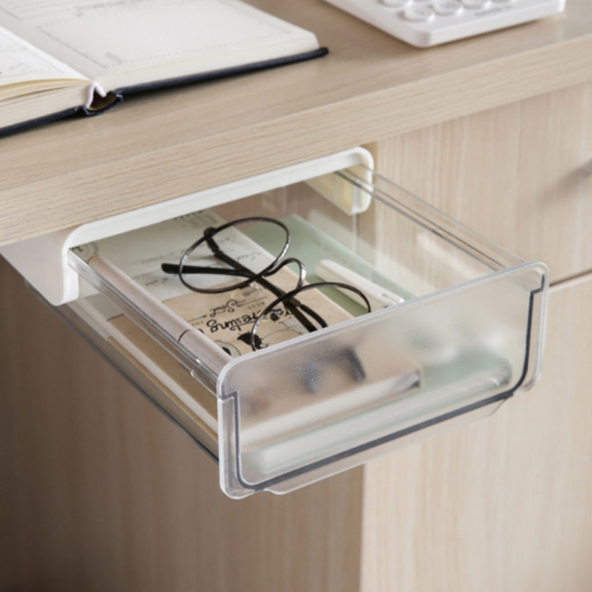 다커버 공간활용 부착식 히든서랍, 2개, 투명