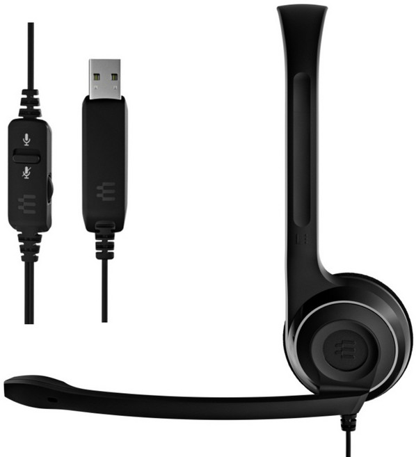 학습&업무용 USB 헤드셋 노이즈캔슬링 마이크 오래 착용 편안한 경량 EPOS PC8 USB 2년보증