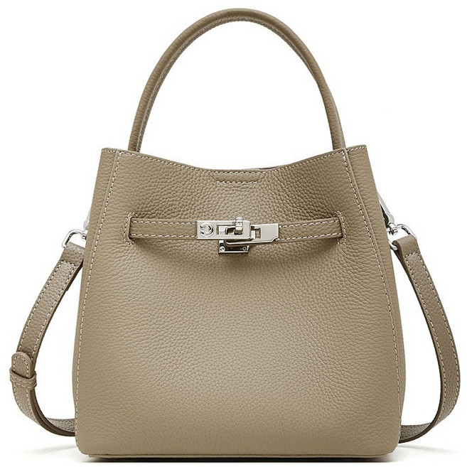 미녹지구 여성용 프리미엄 천연 소가죽 버킷가방 스몰 모던 데일리 핸드백 숄더백 스카프 증정