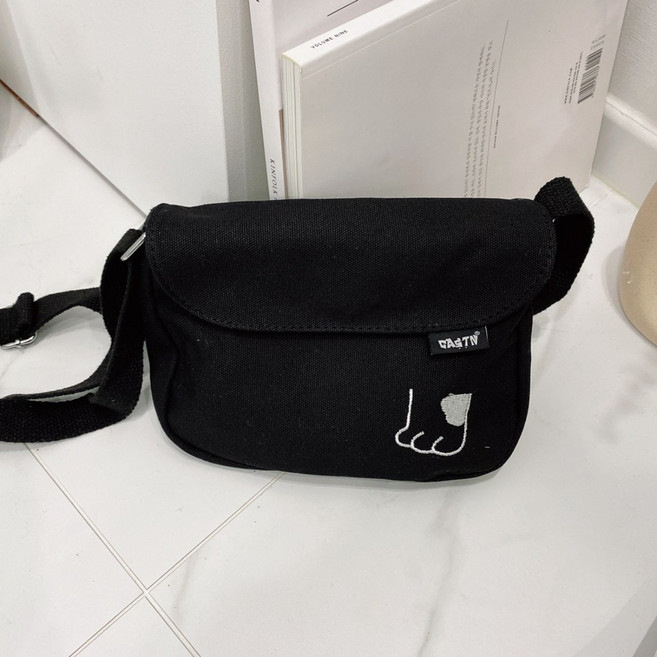 슈리뜨 여성 캣츠 고양이 솜방망이 자수 미니 캔버스 크로스백 아이가방