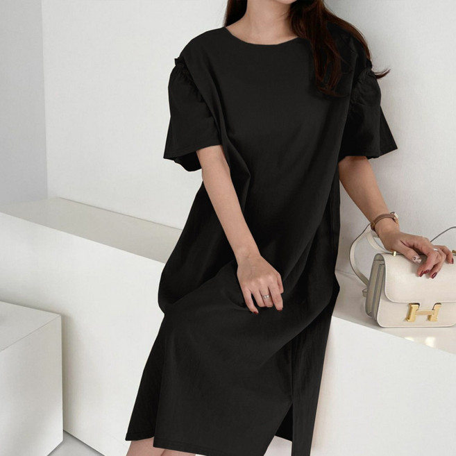 와일드펫 여성 린넨 마야 롱 원피스 루즈핏 등원룩 미디원피스