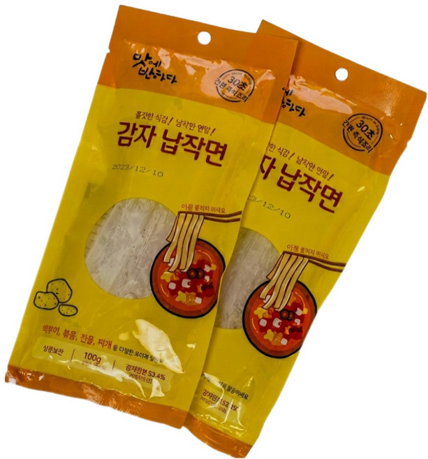 30초 간편조리 납작당면 100g 1인분 자른 넓적 중국 감자 납작면 당면, 5개