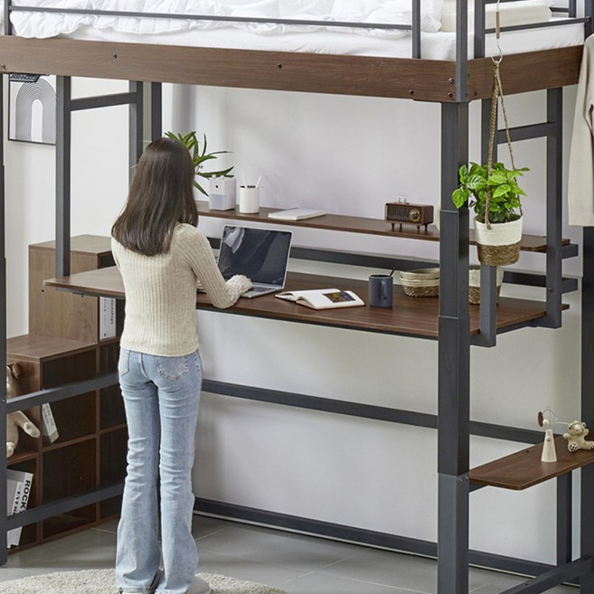 라자가구 오토 전동 높이조절 모션 2층 벙커침대 침대 프레임 S, 싱글/블랙