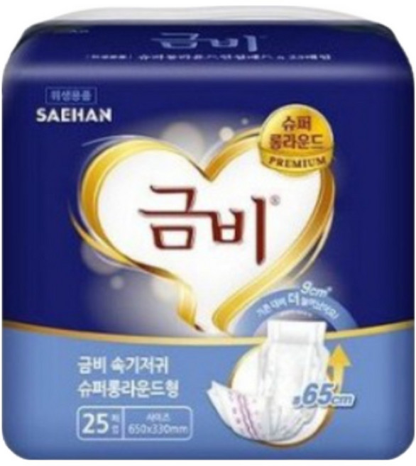 금비 남녀공용 슈퍼롱라운드형 성인 속기저귀, 25개입, 3세트