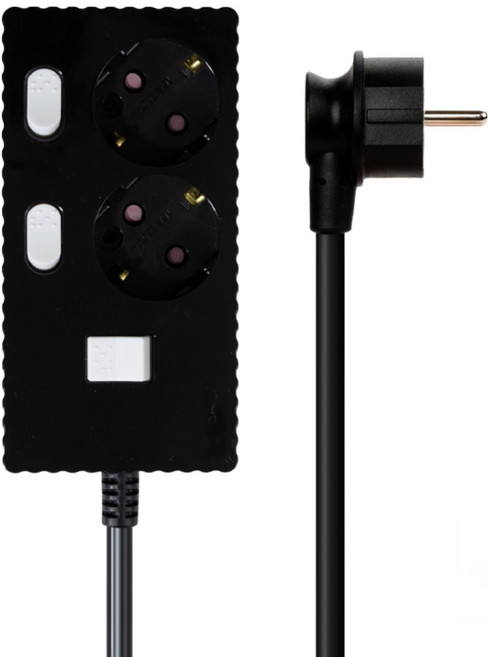 파워존 4000W 고용량 웨이브 개별스위치 2구 멀티탭 과부하차단 멀티콘센트 50cm 1.5m 3m 5m 7m, 개별스위치 2구5m 블랙, 1개