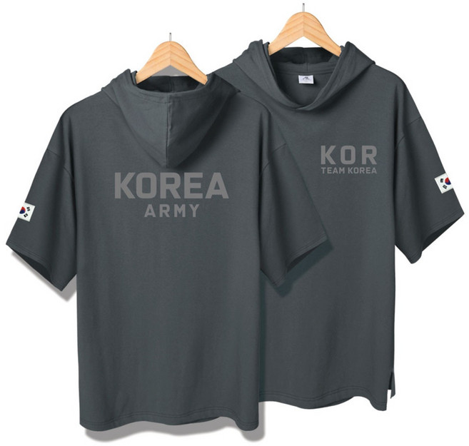 엠블룩 반팔 후드티 TEAM KOR 대한민국 코리아 태극기 로카 오버핏 면스판 단체 커플룩