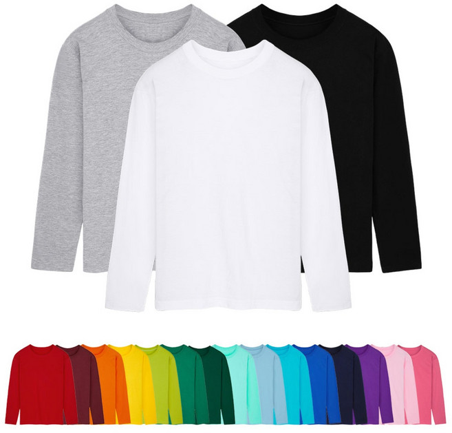 완티 남녀공용 베이직 무지 30수 면 라운드 긴팔 티셔츠