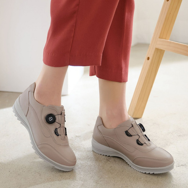 플로쥬 소가죽 다이얼 여성 스니커즈 키높이 4.5cm