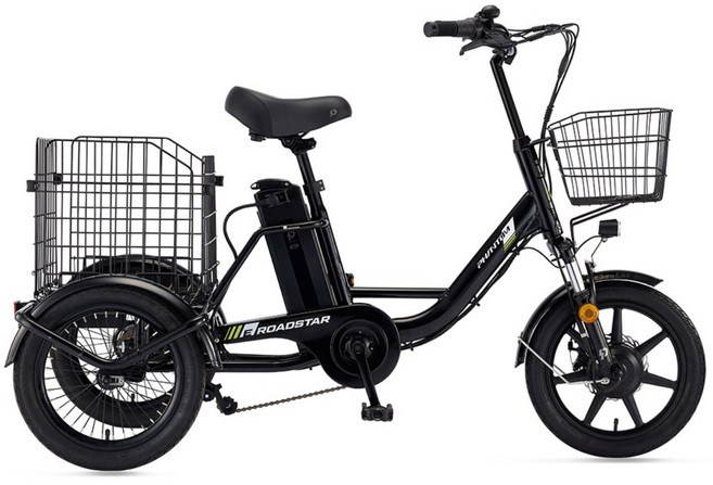 삼천리 2026 16 팬텀 E-로드스타 전기자전거 세발 배달 화물운송 자전거, 블랙, 스틸