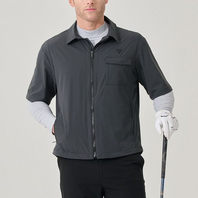 빌트모아 남성 골프웨어 로고 와펜 포인트 반팔 나일론 점퍼 자켓