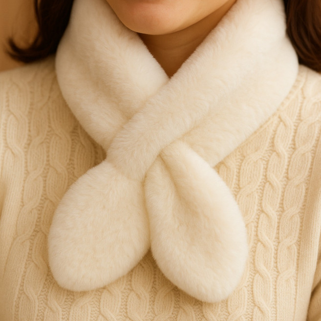 아티로 겨울 보들보들 페이크퍼 쁘띠 목도리 여성 방한 부드러운 퍼 머플러