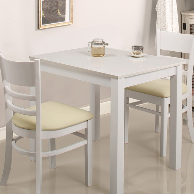 동서가구 베이직HI 2인 하이그로시 광택 식탁 테이블 세트/의자 포함 DF628656, 화이트