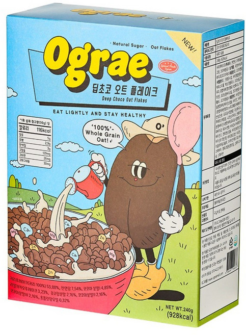 오그래 딥초코오트플레이크 리얼 카카오 건강한 귀리 시리얼, 1개, 240g