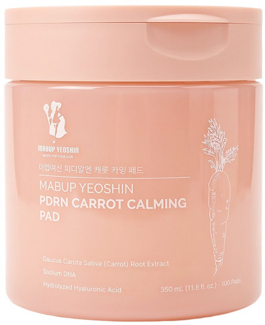 마법여신 PDRN 당근 카밍 토너 패드 100매 350mL 팩토 닦토, 1개, 100매입