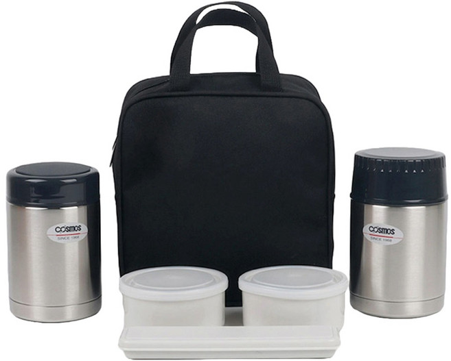 코스모스 보온도시락 스테인레스 으뜸 밥통 죽통 보온병 물병 수능 등산 캠핑 가방 어린이, 19.원플러스원 도시락 WJ-392, 1개