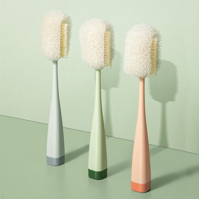 키텐실 360도 파스텔 텀블러 전용 스탠드 이중 브러쉬 세척솔, 1.스탠드형 이중 브러쉬_그레이, 1개