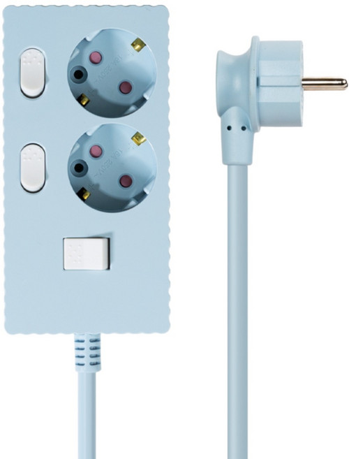 파워존 자동소화 4000W 고용량 웨이브 개별스위치 과부하차단 2구 멀티탭 50cm 1.5m 3m 5m 7m, 자동소화 개별스위치 2구 1.5m 파스텔블루, 1개