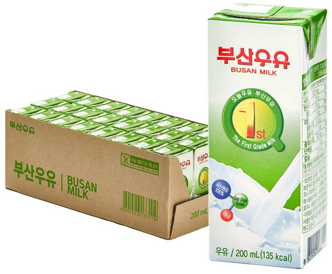 부산우유 멸균 흰우유, 200ml, 24개