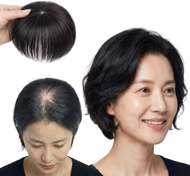 가발연구소 여성용 인모 정수리 부분가발 머리숱 볼륨 보충, 1개, 다크브라운