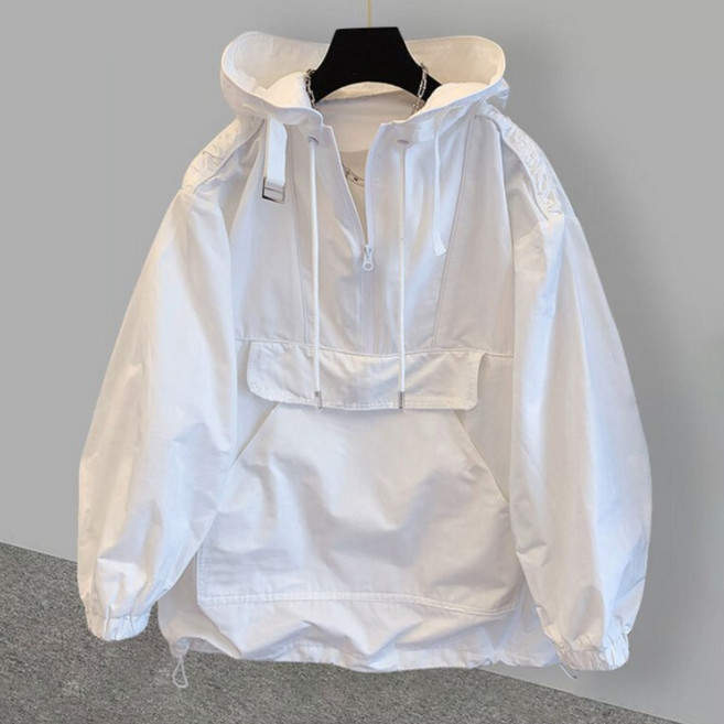 코디코치 남녀공용 S~3XL 스퀘어 후드 반집업 아노락 점퍼 트레이닝 운동복