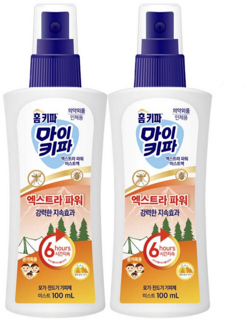 모기 진드기 기피제 홈키파 마이키파 미스트 엑스트라 파워 100mlx2개, 100ml, 2개