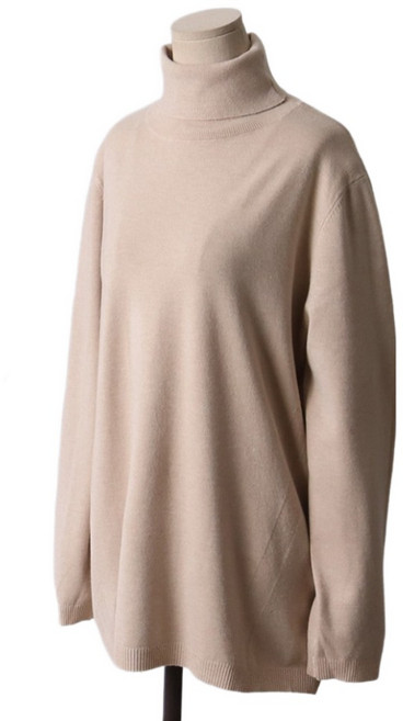 아이우먼 여자 빅사이즈 소프트 캐시미어 폴라티 레이온 나일론 스판 루즈넥 니트 티셔츠 66-120 size 여성큰옷