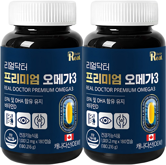 리얼닥터 캐나다산 프리미엄 오메가3 대용량, 180정, 2개