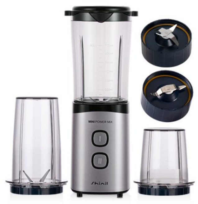 신일 국산 다용도 만능 미니믹서기 다지기 분쇄기 다기능 믹서기 날 2개 컵 3종 700 500 300CC 마늘다지기, SMX-M200MKG