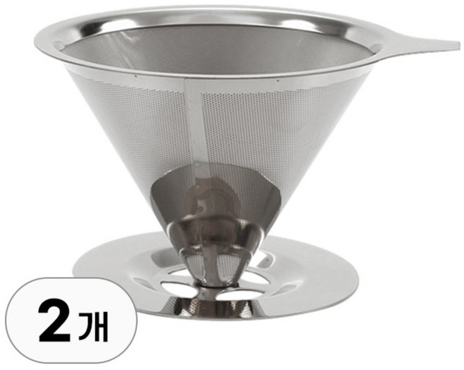 1+1 티타늄 코팅 커피 드리퍼 세트 스텐 핸드 드립 드립퍼 셋트 홈 카페 용품, R99784S(실버M+실버M, 1세트