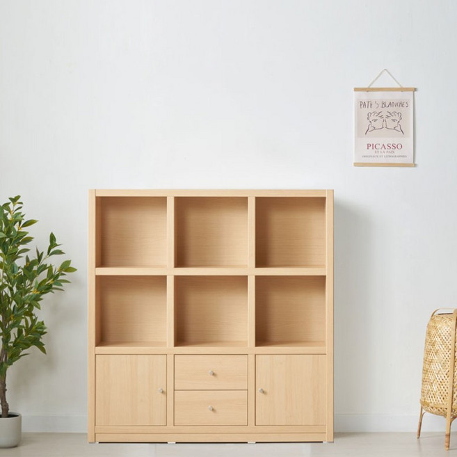 [유앤미가구] 3단 낮은 책장 서랍형 1600 1200 800 서재방 아이방 홈오피스 책장, 메이플