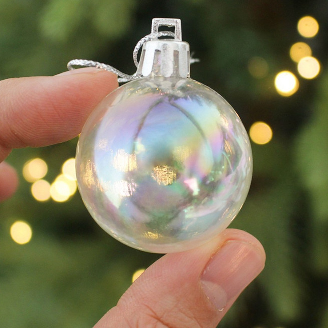 [해피인어스] 오로라 비눗방울 3컬러 6p세트 크리스마스 트리 장식 오너먼트, 투명오로라, 6개