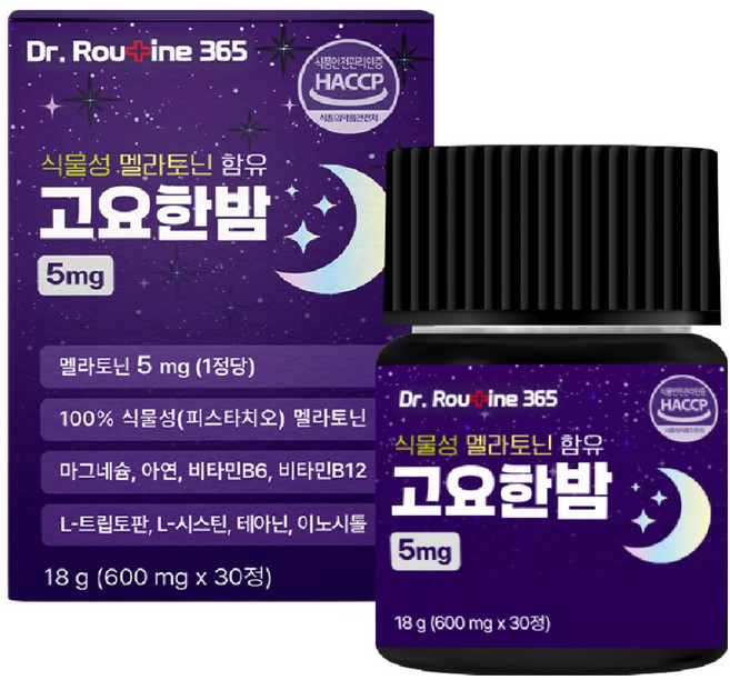 닥터루틴365 식물성 멜라토닌 고요한밤 5mg, 1개, 30정