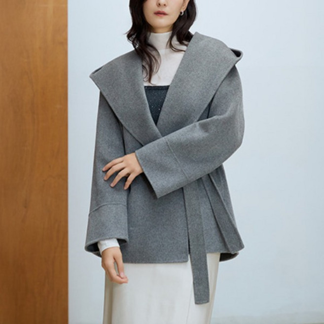 [LBL] [ X NICE CLAUP] 25FW 캐시미어울 블렌드 케이프후드 하프 코트