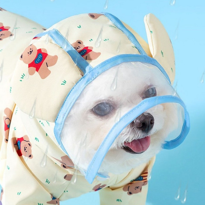 누누마켓 폭우 폭설 방수 강아지 산책 우비, 1개, 그린