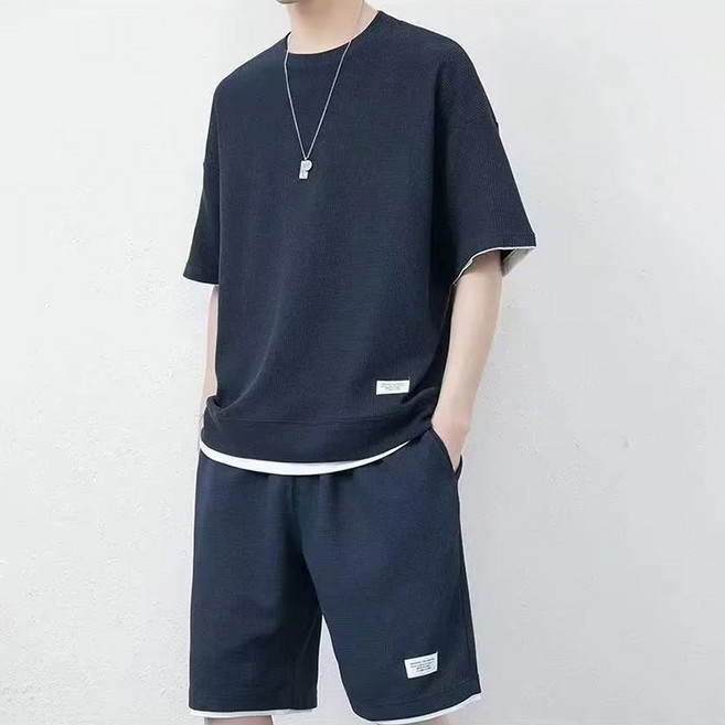 韓版寬鬆休閒運動套裝 短袖上衣 五分短褲 衣服 男裝 t恤 短袖t恤 上衣 短褲 褲子 男裝