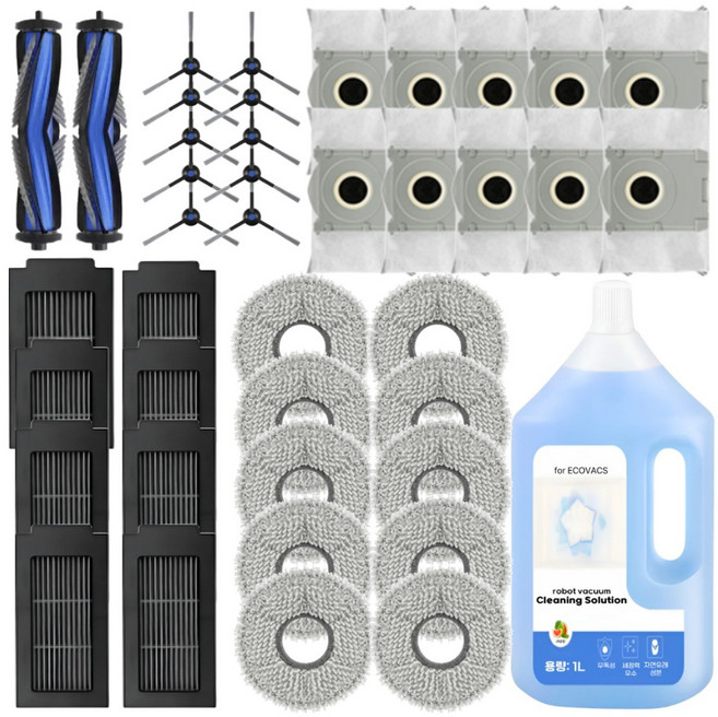 에코백스 T50 프로 옴니 소모품 세제 먼지봉투 물걸레 필터 브러쉬 호환, 1개, 1년세트