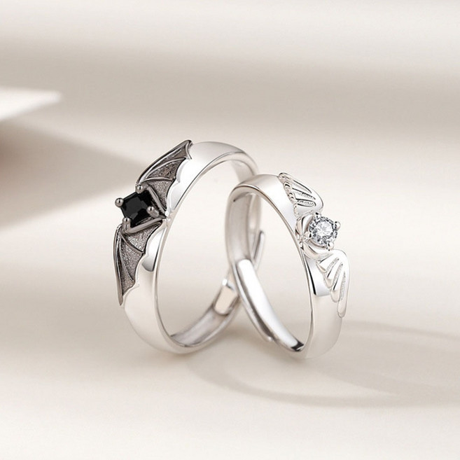 FANSYLI 14k 커플링 은반지 오픈 조절가능 큐빅 반지 사랑의 증표 우정 반지2601K17