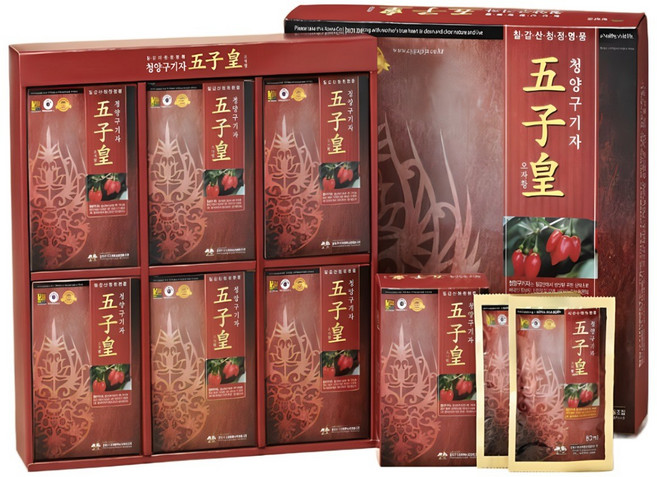 국산 청양 오자황 구기자 오미자 복분자 사상자 토사자 (70ml x 30포) 선물세트, 1박스