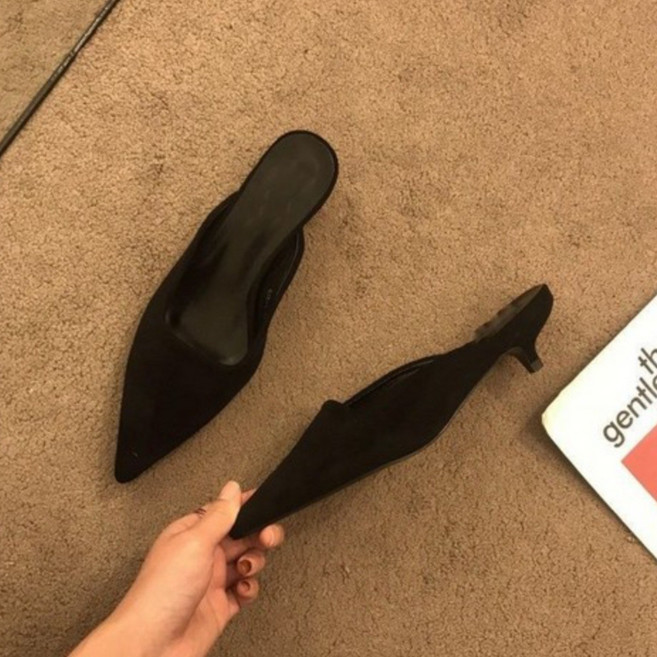 빅포레스트 플랫 블로퍼 레오파드 스틸레토 뮬