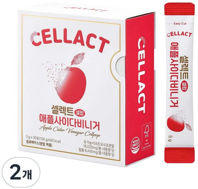 셀렉트 애플사이다비니거 분말 사과 초모 식초 유기농 발포 탄산 애사비 스틱, 2개, 150g - 쿠팡