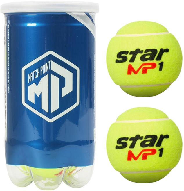 스타 매치포인트 테니스공 시합구 캔볼 (2개입), 옐로우, 3개