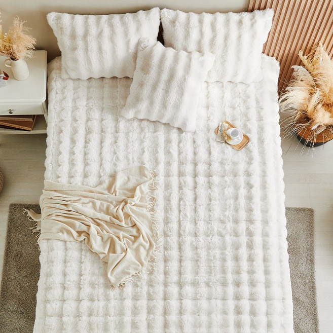 쏘마꼬띠 럭셔리 웨이브 라셀퍼 30mm 극세사패드 침대패드, 아이보리