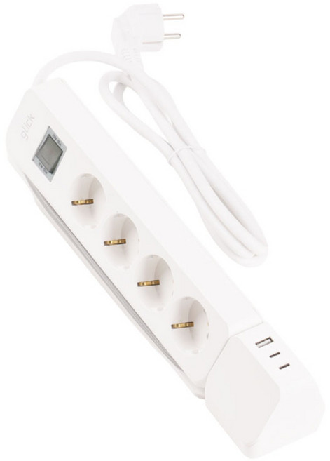 지클릭커 멀티마스터 롤플러스 고용량 4000W C타입 USB 멀티탭 4구 NB70PD, 화이트, 1개, 1.5m